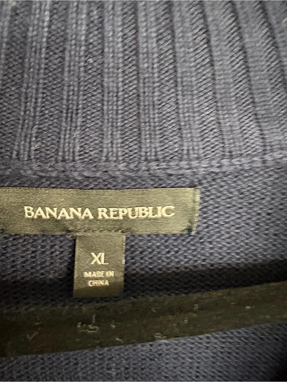 Banana Republic Men's Navy Mixed-Media Sweater Jacket Full Zip Size XL